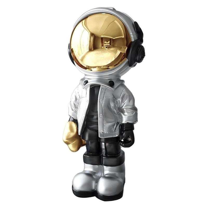 

Unique Resin Spacemen Figurine with Mirror and Star Detail Large Astronaut Sculpture for Indoor Decors Desk Ornament серебряный