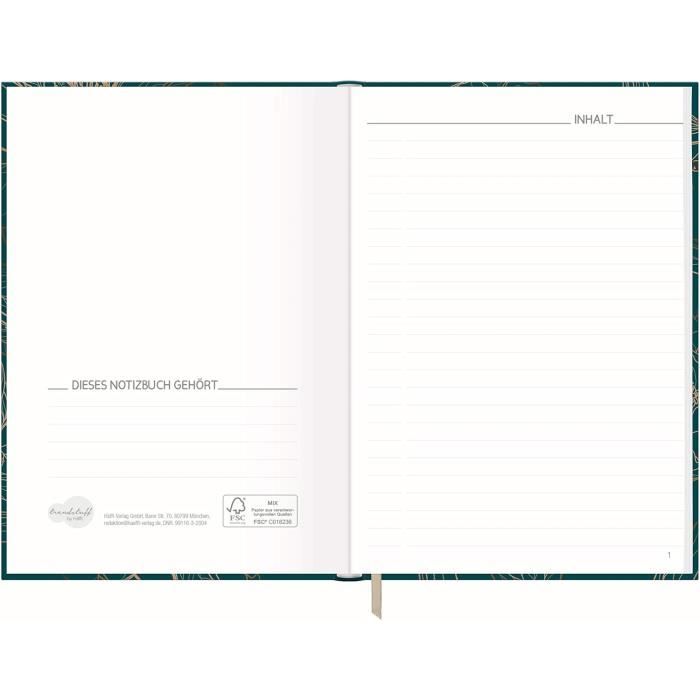 Carnet de notes - Häfft - A5 - Émeraude et doré - 124 pages - Papier certifié FSC
