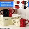 2-pack Hjärta Pussel Design Keramiska Muggar Bekvämt Handtag Kaffekopp för Par Romantiker Alla Hjärtans Dag Present