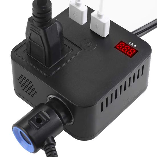 

150 Вт цифровой дисплей с двумя USB-портами QC3.0 Автомобильный преобразователь постоянного тока 12 В в переменный ток 220 В