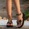 Ladies' Floral Printed Wedge Sandals - Fashionable One Foot Beach Slippers with Soft EVA Sole and Vibrant Floral Design