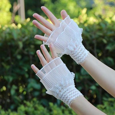 Luvas de Renda com Dupla Babado: Mangas de Pulso Estilo Lolita para Adereços de Fotografia de Nail Art