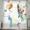 Colorful Tulle Curtains For Living Room Fashion Girl Home Decor Sheer Voile Window Kitchen Curtain