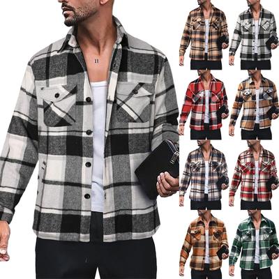 Lässige, modische Herrenjacke mit langen Ärmeln, einem Knopf, kariertem Muster und Taschen