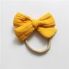 Gauze Bamboo Knotted Bowknot Baby Headbands Plain Color Cotton Muslin Newborn Hair Bows