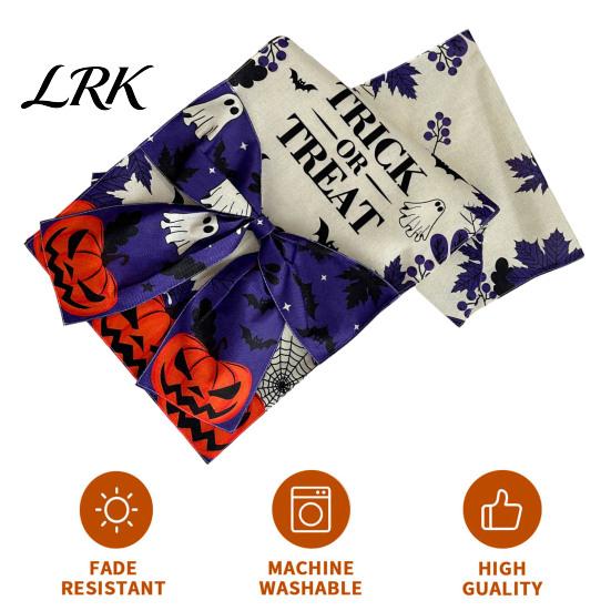 Entrance Cabinet Table Runner Halloween with Bow, Ghost Mushroom Pumpkin Skeleton Print Runner, 13 Party Supplies x 70 Inch Spooky Kitchen Dining