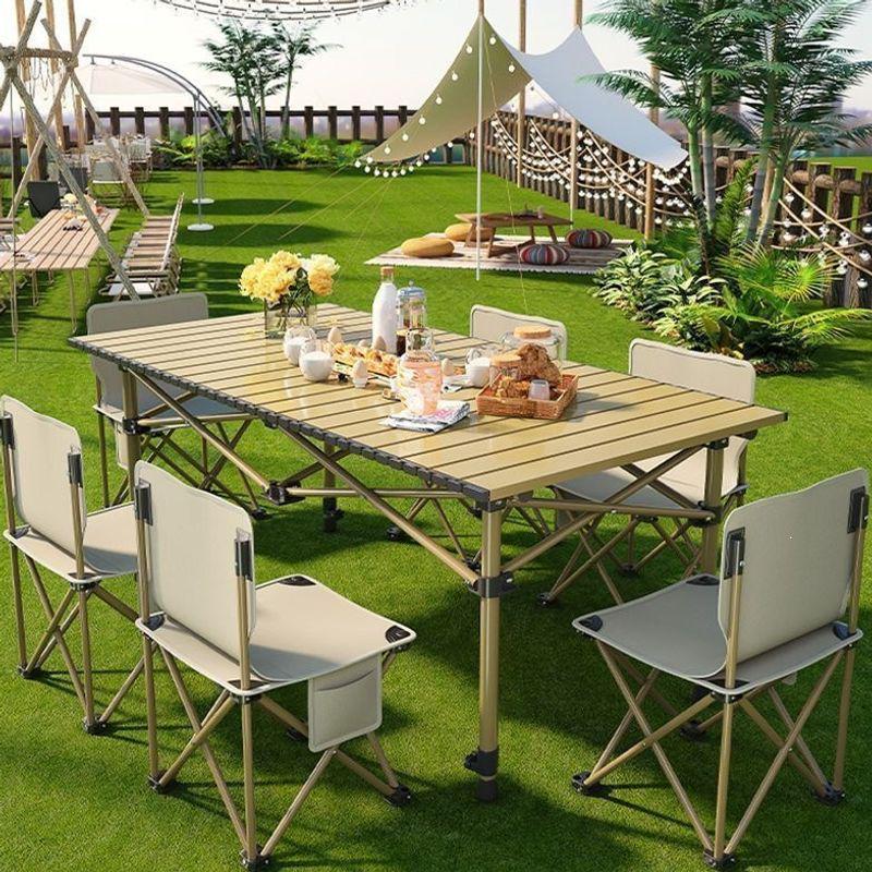 Portable Folding Picnic Table - Roll-Up & Thickened Design for Camping