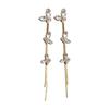 Silver Needle Zircon Leaf Tassel Stud Earrings - Elegant and Versatile Women's Accessory