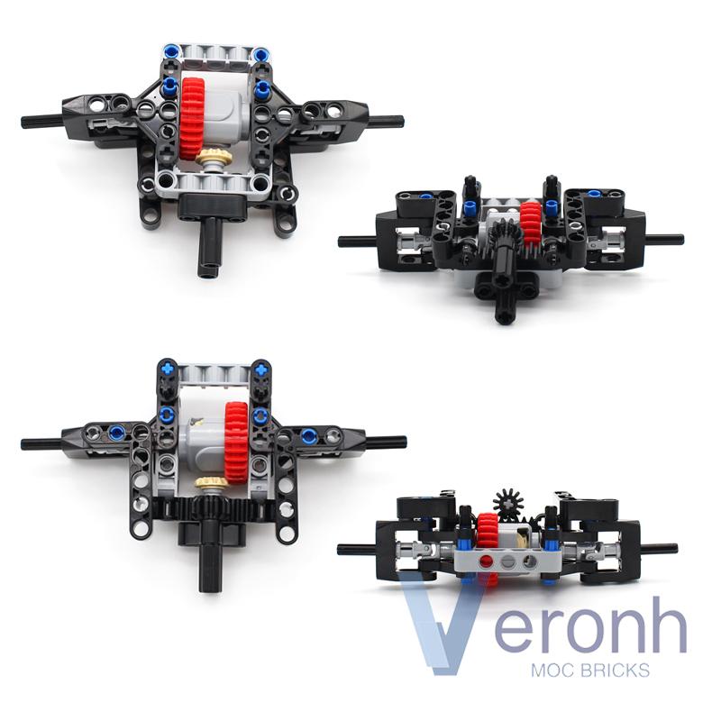 Simple 4WD Car Front Steering & Differential Gear Suspension System Kit MOC High-Tech Building Blocks Assembly Bricks Kid Toys