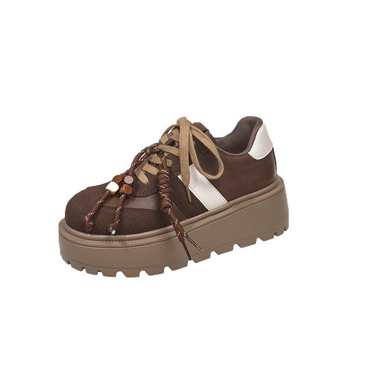 Thick-soled German training shoes for women's 2025 spring new super fire heightening versatile leather muffin Birken casual Forrest Gump shoes