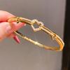 Luxury Heart Pendant Bracelet With Zircon Embellishments In Gold Finish For Spring 2026 Fashion