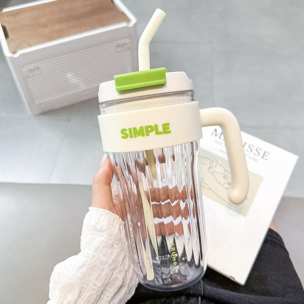 Gobelet avec couvercle et paille et poignée 920ML Grande capacité Tasse pour femmes adultes Tasse à café pour voyage Bouteille d'eau en plastique Sans BPA