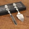 Rose Flower Cake Knife & Spatula Set - Exquisite Metal Alloy Wedding & Tableware Display.