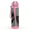 1PC Black Cat Stripe Background Print 750ml Color Plastic Sports Water Bottle Leakproof Flip Straw Lid Suitable for Sports Office Home Use