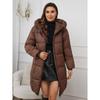 New design slim-fitting hooded women's medium and long thickened waist cotton jacket