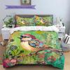 Colorful Flower Bird Pattern Bedding Quilt Set  Home Decoration  Gift (1 * duvet cover + 2 * pillowcase  without core)