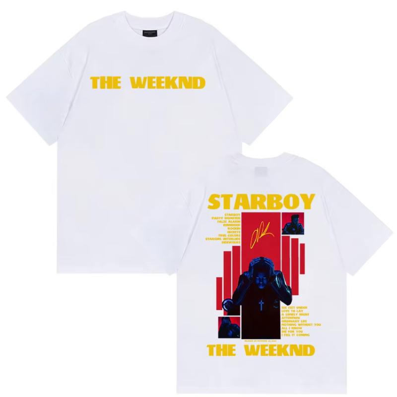 Rapper THE WEEKND STARBOY Album 2025 Merch T Shirts Unisexs Street Gothic Hip Hop Retro Cotton Short Sleeve Tshirt Y2k Streetwear