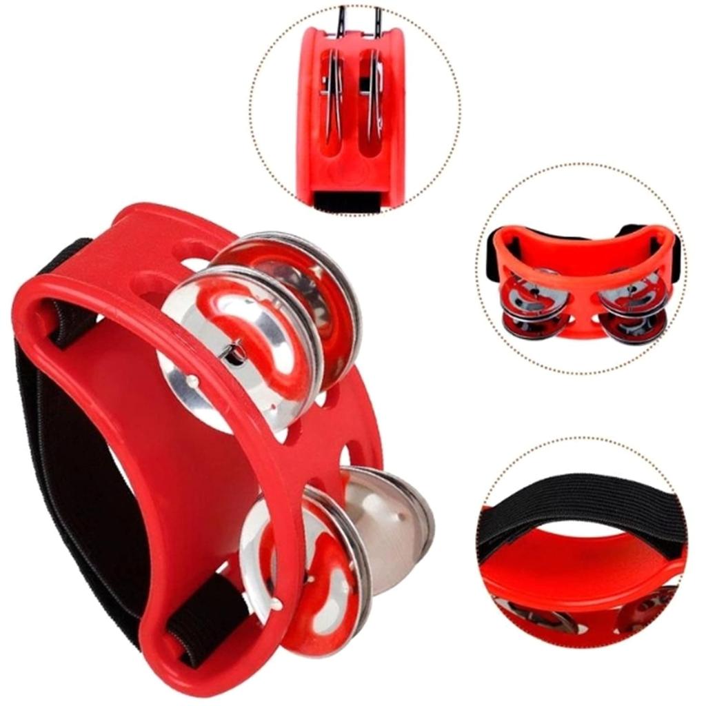 Leiasnow Tambourine Percussion Foot Tambourine Foot Bells Foot Instrument (Black, 2 Pieces)