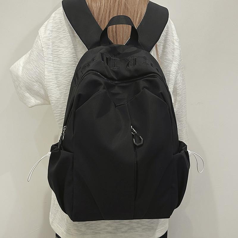 Schoolbag high value simple college wind haze blue middle and high school students backpack letter embroidery leisure travel backpack