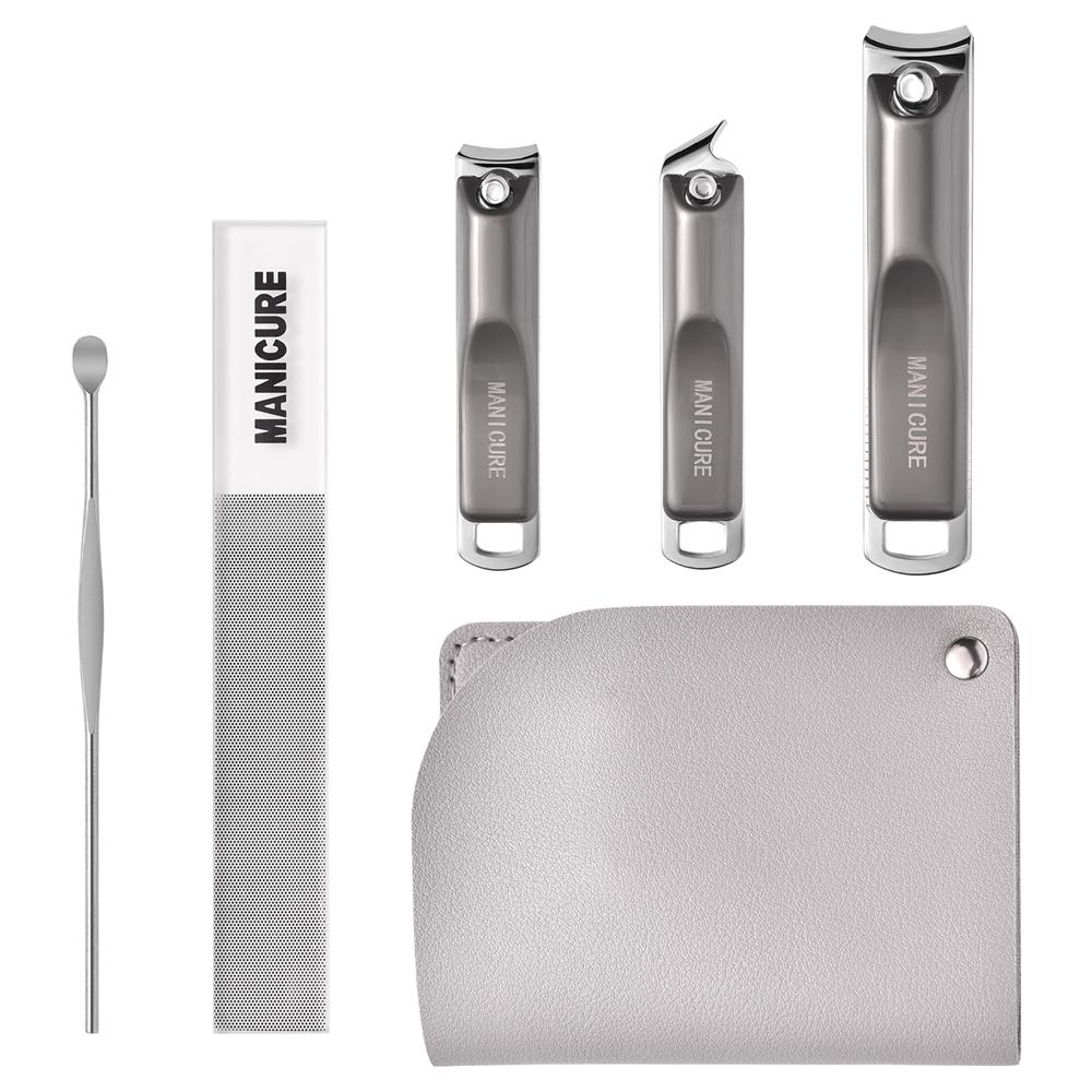 

5-Piece Nail Clipper Set - Stainless Steel, Sharp & Durable Manicure Tools Nail Files Ear Pick With Storage Case For Fingernails серый