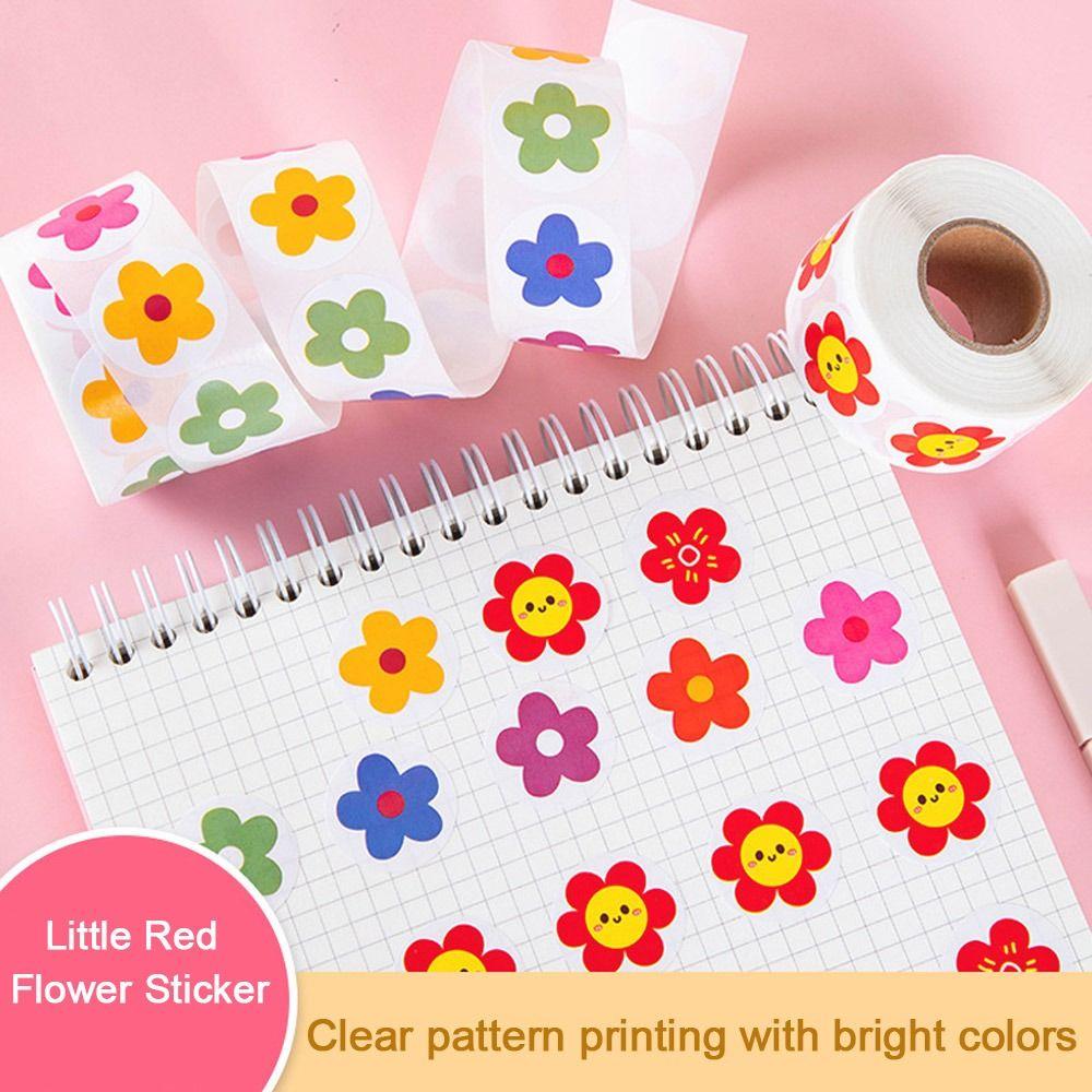 500Pcs/Roll Animal Praise Stickers Little Red Flower Inspirational Stickers Reward Stickers
