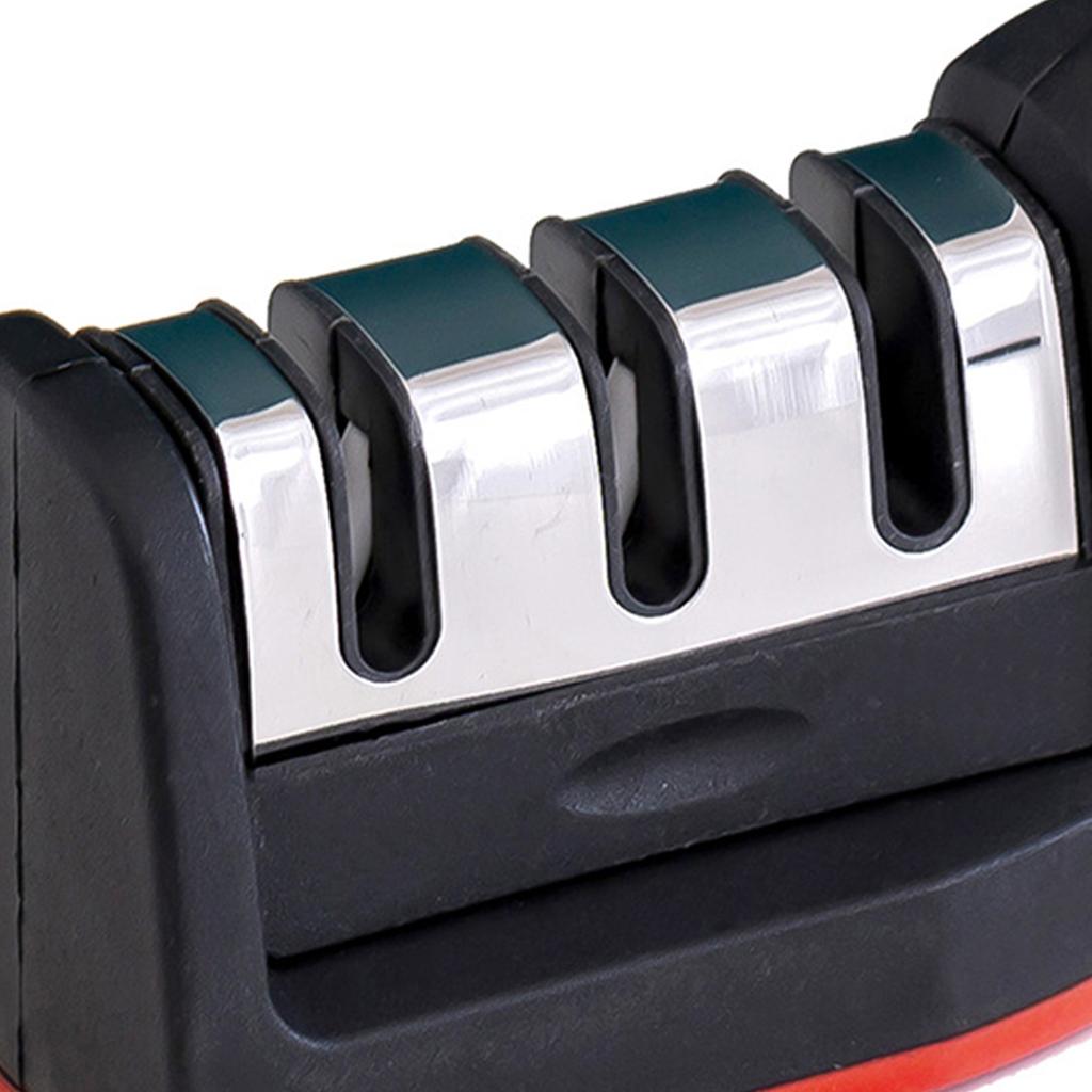 Handgeführtes Messerschärfwerkzeug, 3 Segmente, rot und schwarz, Mehrzweck-Messerschärfer für die Küche