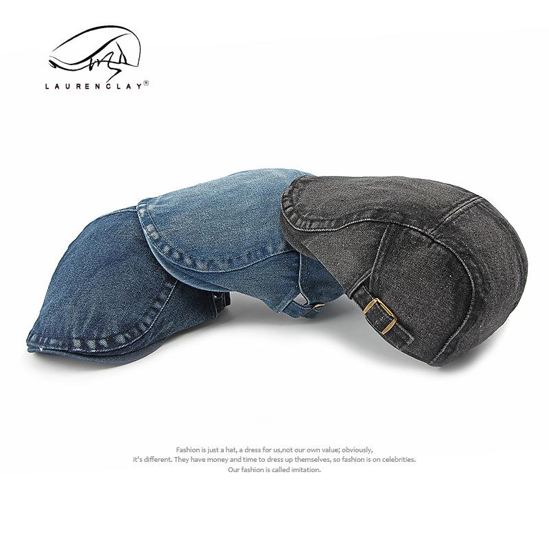 Unisex Korean Style Cotton Denim Beret - Retro Duckbill Newsboy Cap