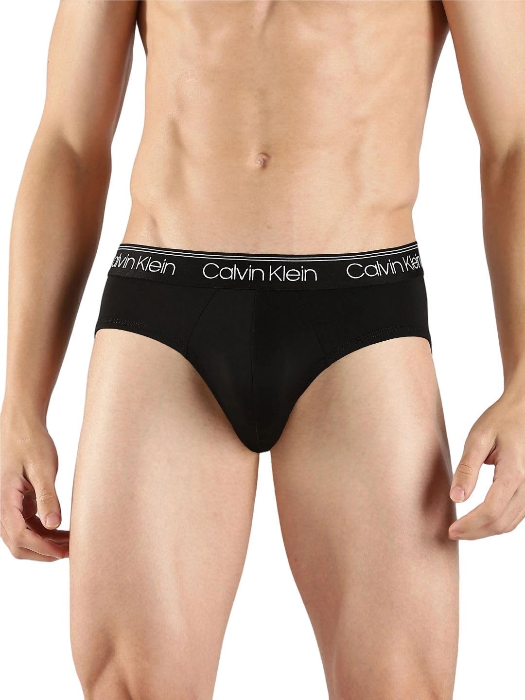 

Calvin Klein 3 шт. Микроэластичные впитывающие трусы-хипстеры Черные с оригинальным серым логотипом и Мужские NB2568, в полоску.