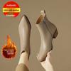 Scarpe a punta, Scarpe da donna, Stivaletti, Nuovo tacco medio snellente, Stivali versatili, Stivaletti singoli in pelle morbida