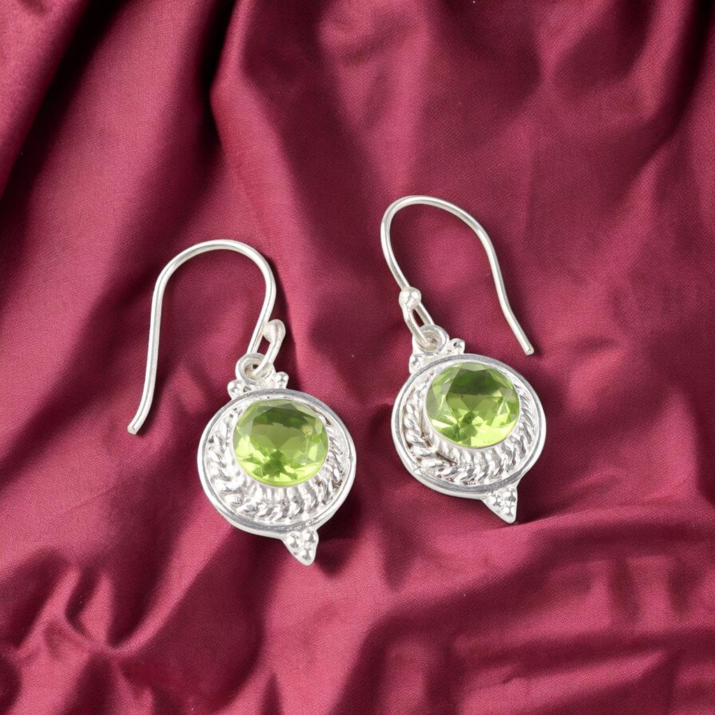 Peridot Gemstone 925 Sterling Silver Jewelry Handmade Earrings For Wedding Gift EE-117-6