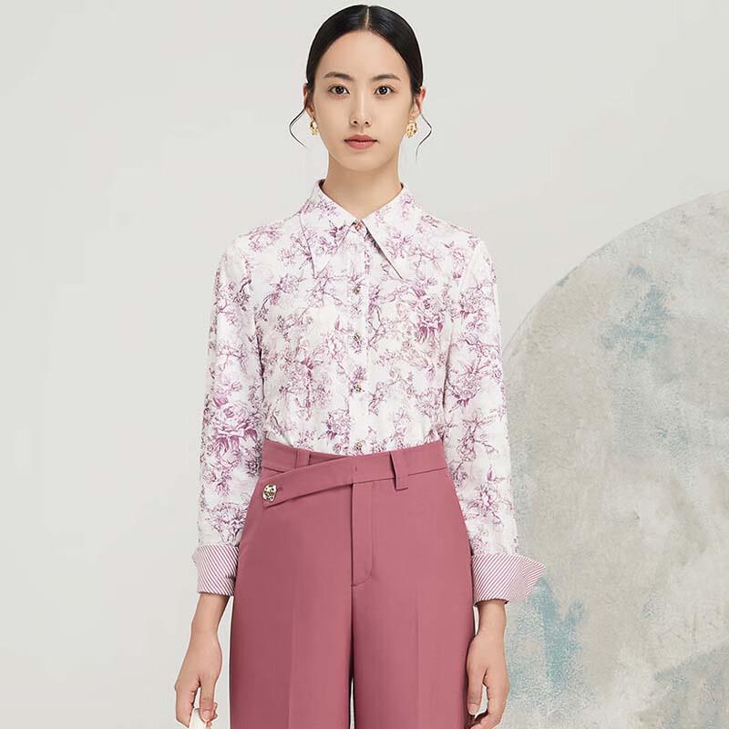 JESSIE Elegant Lapel Long Sleeve Slim Fit Shirt XL