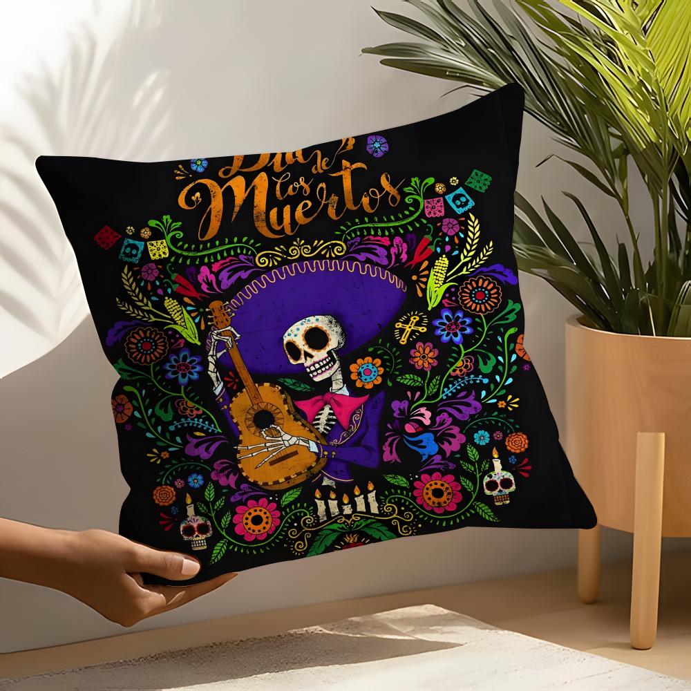 Festival DDia de Muertos Pillow Case Linen Cushion Covers For Decorative Sofa Home Pillows Case Car Chair Pillows Cases