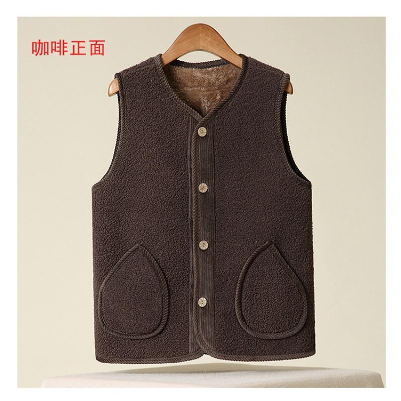 Women Fleece Vest Senior Thick Warm Sleeveless Waistcoat For Autumn Winter
