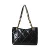 2023 Winter New Women's Bag Fashion Street Trend Shoulder Bag Retro Casual Crossbody Bag Rhombic Chain Tote Bag In Black