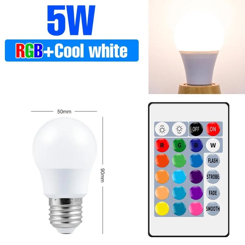 220V E27 LED Bombillas LED 3W 5W 10W 15W IR Remote Control Changeable Colorful RGB LED Lamp Spotlight Bulb Christmas Halloween Atmosphere Lights