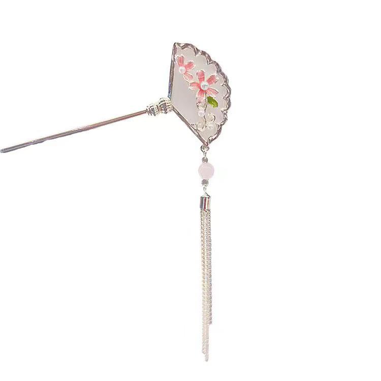 Retro Butterfly Fan Tassel Hairpin for Women: New Style Hanfu Accessory