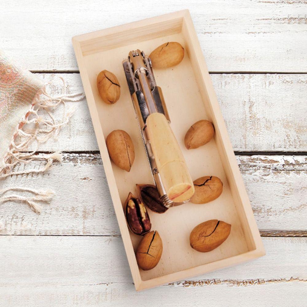 Kitchen Gadgets Manual Nut Cracker Stainless Steel Heavy Duty Walnut Shelling Machine With Storage Box Walnut Opener Children