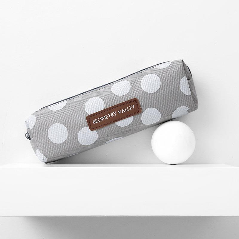 Grid Pencil Case Student School Stationery Canvas Creative Pencilcase Cute Simple Zipper Storage Bag