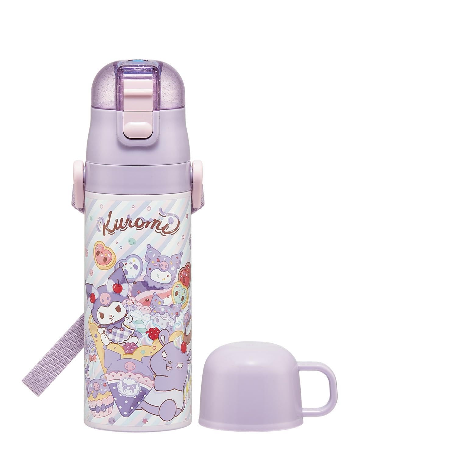 

Бутылка для воды Skater Water 470 мл или 430 мл Sanrio Fancy Snacks, спортивная, детская, из нержавеющей стали, 2-сторонняя, (Прямое питье) (Питьё из чашки), Куроми, и Сладости, Девочки