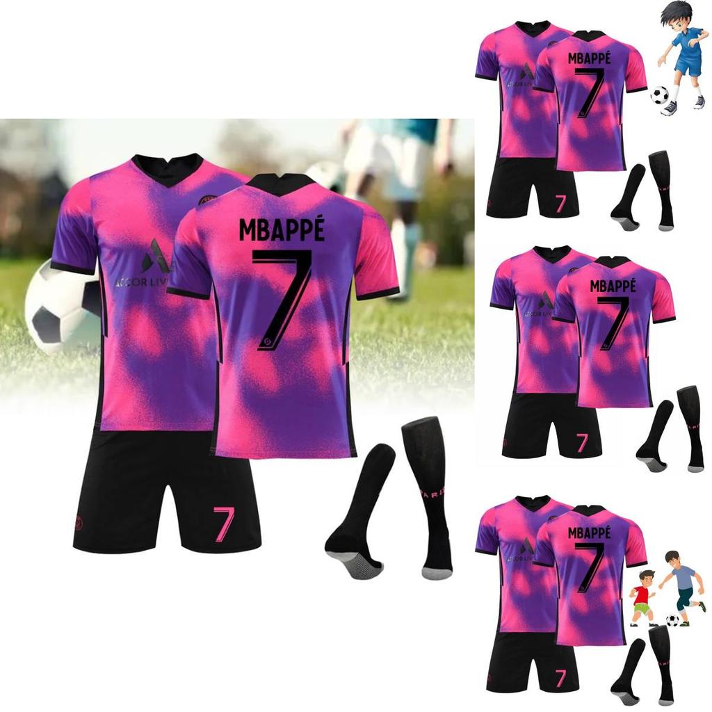 Stylish 2021 Paris Third Away Purple 7 Mbappe Football Kit 4 Ramos Jersey 30 Messi Suit Multiple Sizes