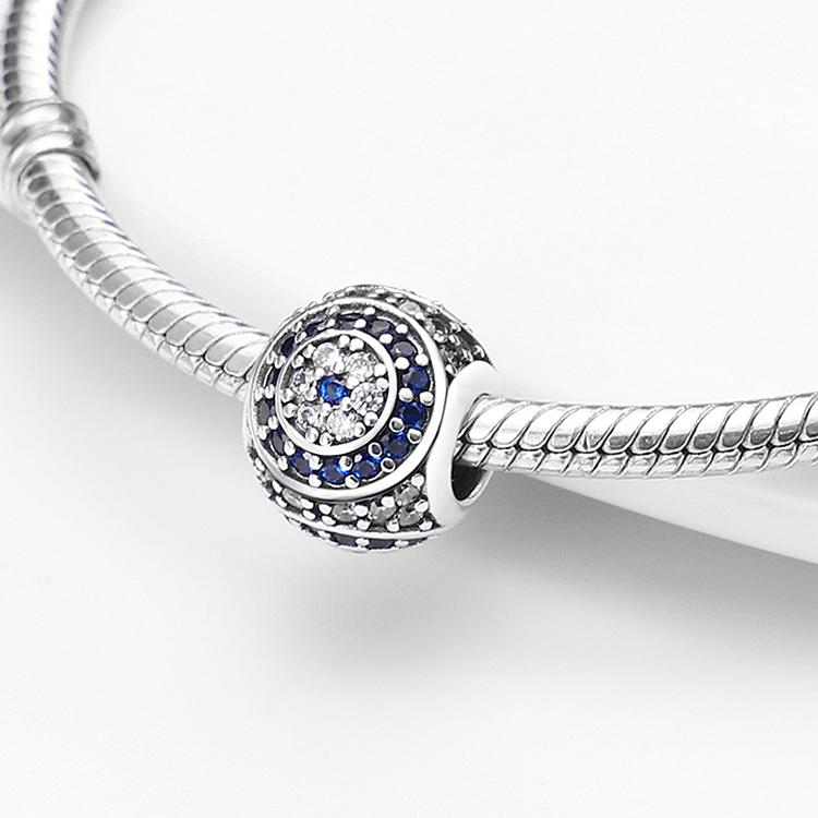 925 silver Devil's Eye series blue zircon pendant suitable for bracelet and women's jewelry