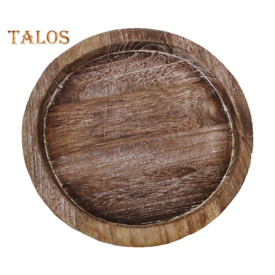 Wooden Candle Plate Holder Tray Rustic Round Decorative Farmhouse Table Centerpiece Whitewash Wood Tealight Pillar Tray