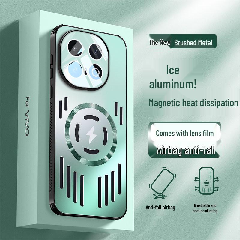 iQOO 13 Phone Case for Vivo iQOO 12Pro Series: Ice Aluminum Magnetic Heat Dissipation with Built-in Mirror iQOO 13