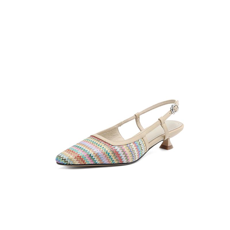 Módní nové letní sandály Vícebarevné sandály pro ženy Módní čtvercová špička Nízké podpatky Sandály se zakrytou špičkou Dámské boty Ležérní boty