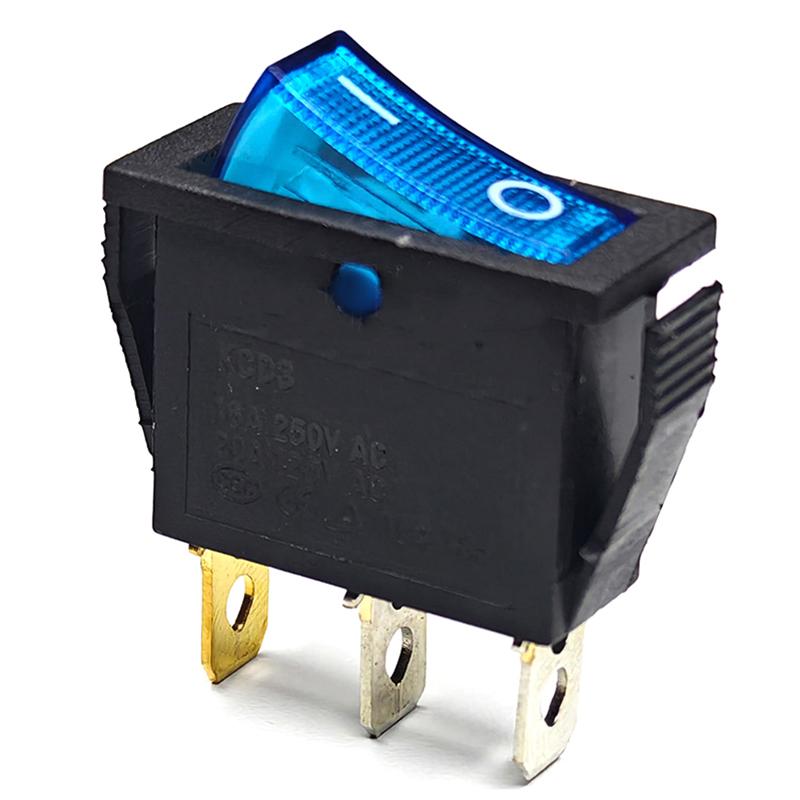 5Pcs Kcd3 Rocker Switch With Led On Off 16A 250V 220V 3 Pin 20A Small Light Cover Cap For Electric Rocket 220 Electronic