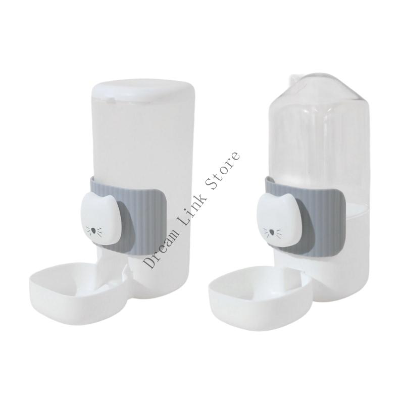 

Q1FD 2Pieces Hanging Automatic Pet Feeder Water Bowl with Cats Theme Design Easy Maintenances For Small Breeds Kittens сірий колір