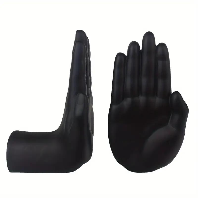 Modern Minimalist Bookends Resin Sculpture, Black Hands Shaped Book Holder for Shelf Display, Elegant Home Decor for Living Room