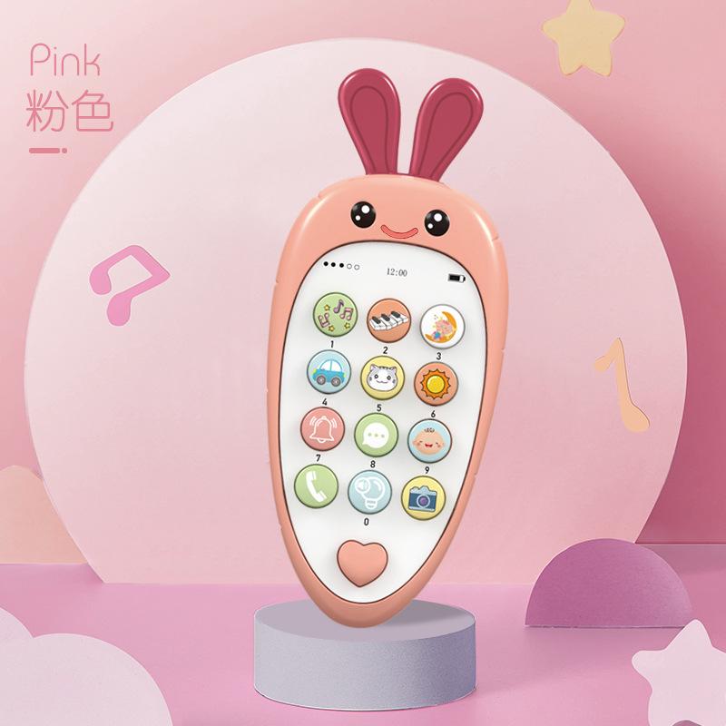Baby Cartoon Radish Simulation Mobile Phone Can Be Bitten, Children'S Music Early Education Story Machine, Bilingual Learning Toy