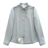 Women's Pure Cotton Flannel Long-Sleeve Shirt with Rabbit Embroidery - Warm, Thickened, Autumn/Winter Design