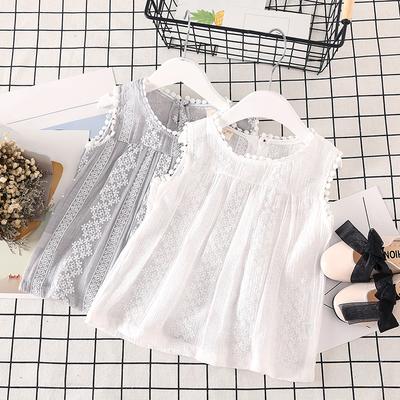 Baby Girls Summer Cotton Floral Print Sleeveless Tops Blouse with Tassel Design Children Casual T-Shirt